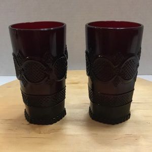 Vintage Avon Cape Cod Ruby Red 2 drinking glasses